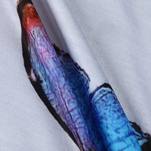 חולצת טוניקה לאופנה של נשות לאופנה צבעוניות צבעוניות גרפיות טוניקה לחותלות עגול צוואר עגול חולצה