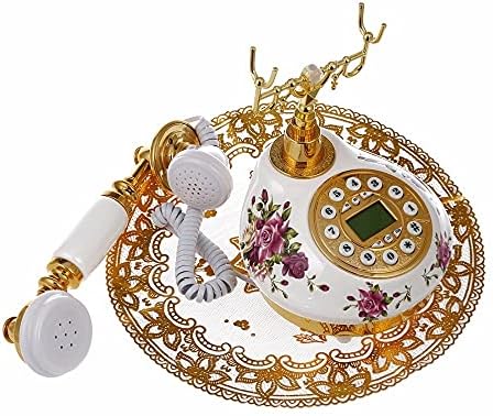 טלפון קווי קווי עתיק של Liuzh עם זיהוי שיחה תאריך שעון התאמה טבעת ללא סוללה טלפון קלאסי למשרד הביתי