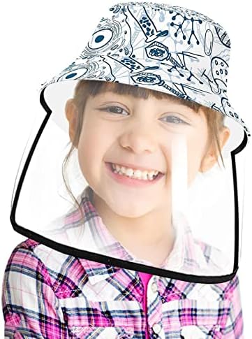 כובע מגן למבוגרים עם מגן פנים, כובע דייג כובע אנטי שמש, ציור כימיה כחול