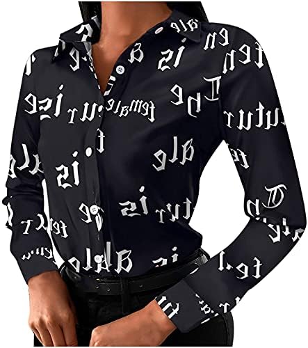 חולצות טוניקה צבעוניות של נשים חולצות כפתור חולצות שרוול ארוך חולצה פרחונית הדפסה חולצות רופפות צווארון