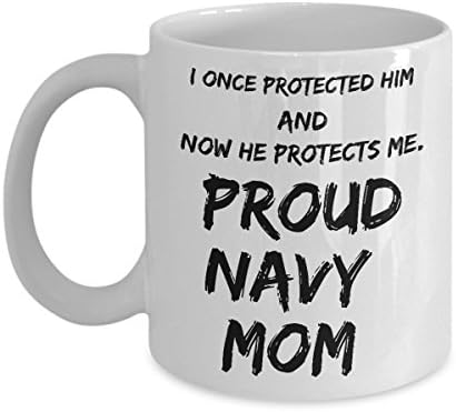 מתנות לאמא חיל הים - הגן עליו פעם ועכשיו הוא מגן עלי. אמא חיל הים הגאה - ספל קפה לבן של אמא חיל הים,