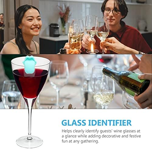 6 יחידות יין משקפיים סמני לשון צורת יניקה כוס יין זכוכית סיליקון תווית מזהה סמן כוס סימן מזהה לשימוש חוזר