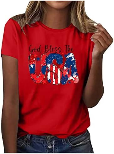 חמניות דגל אמריקה טיז לנשים כוכבים פסים חולצות טריקו צווארון שרוול קצר