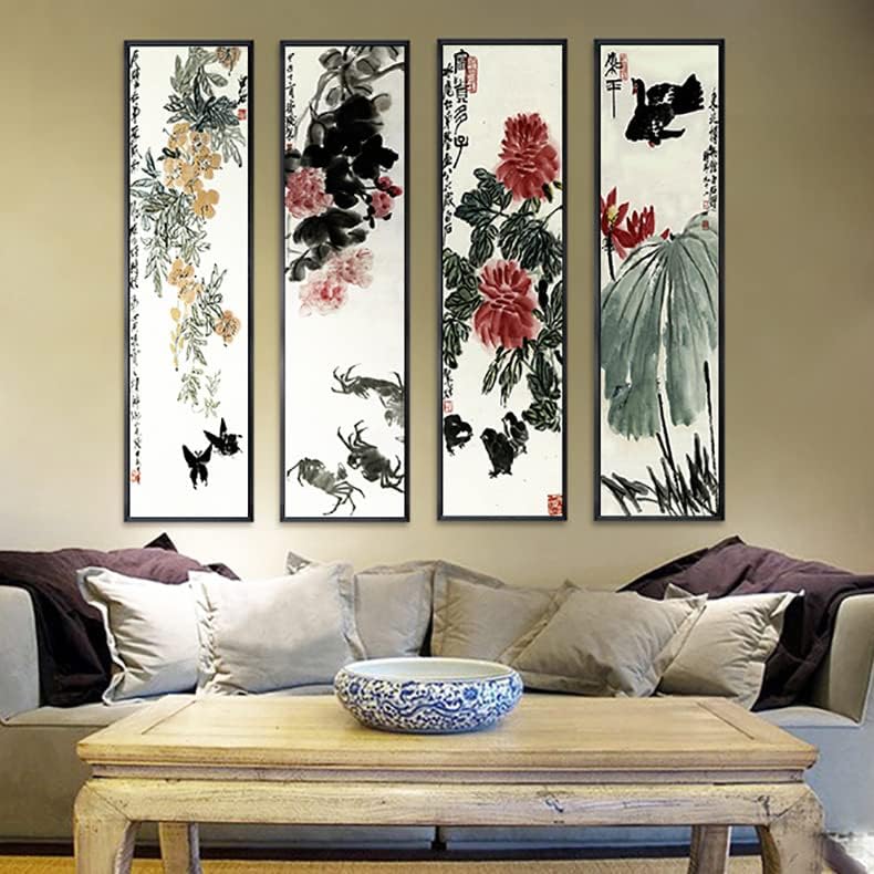 חדש סיני-סגנון מרובע תליית ציור צ ' י באישי סיני ציור זן דיו ציור סלון ספה רקע קיר אנכי גרסה ממוסגר