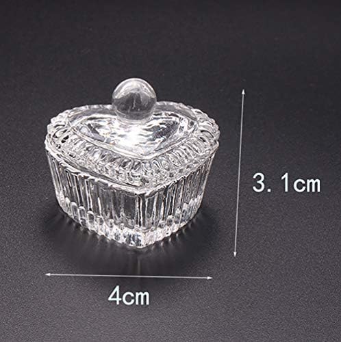 2 יחידות נייל אמנות זכוכית אקריליק מנומר צלחת נוזל אבקת קריסטל כוס כלי זכוכית כלים עם מכסה ב