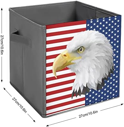 אמריקאי דגל נשר מתקפל אחסון פחי מתקפל קופסות בד קוביית פשוט ארגונית עם ידיות לבית שינה בגדי