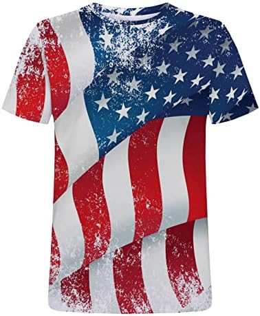 חולצה ליום העצמאות לנשים ארהב הדפסת דגל צמרות רביעי ביולי שרוול קצר שרוול קצר חולצות טריקו קיץ טייז מזדמן