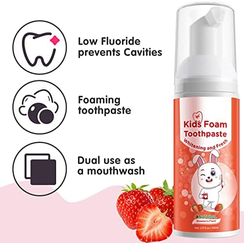 משחת שיניים קצף ילדים עם פלואוריד נמוך - אנטי חלל, הלבנה ושיניים טריות ועדינות להלבנת שיניים משחת שיניים לילדים