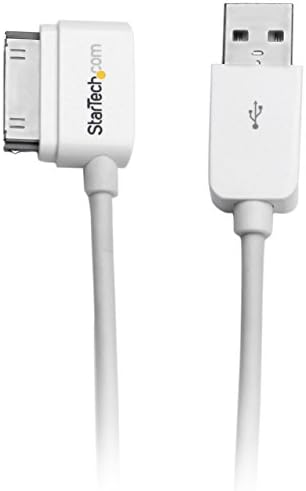 Startech.com 3M Apple Apple 30 פינים מחבר עגינה לכבל USB לאייפוד iPod iPod עם מחבר Stepped, לבן, 9.84