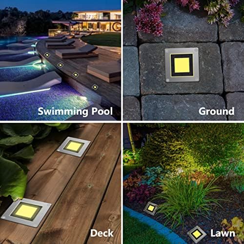 Etzeaxus אורות קרקע סולאריים חיצוניים, אורות סיפון LED אטומים למים, מפלדת אל חלד אטומה למים חיצונית חיצונית
