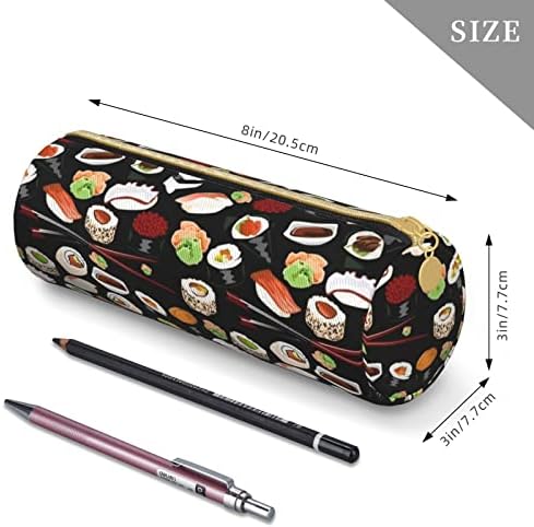 Dcarsetcv סושי יפני עפרון שחור מארז עט חמוד עט צילינדר עפרון עור עפרון משרד עיפרון קופסא מתנות