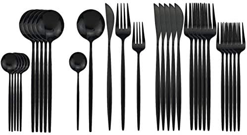 30 יחידות שחור כלי אוכל סט נירוסטה קינוח מזלג מראה סכום סט כלי שולחן סט סכום סט אביזרים לבית