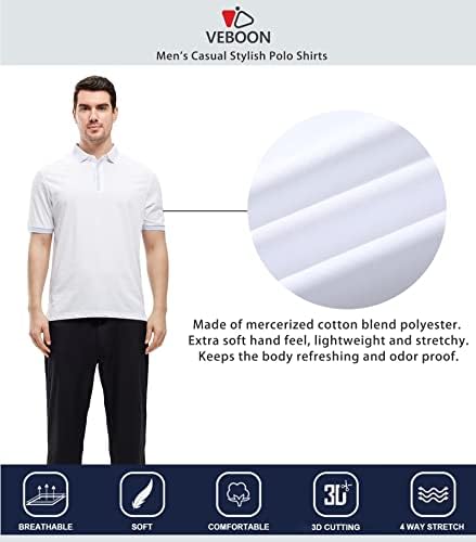 חולצות פולו לגברים שרוול קצר תערובת כותנה מרסרית חולצות צווארון מסוגננות מזדמנים עסקיים