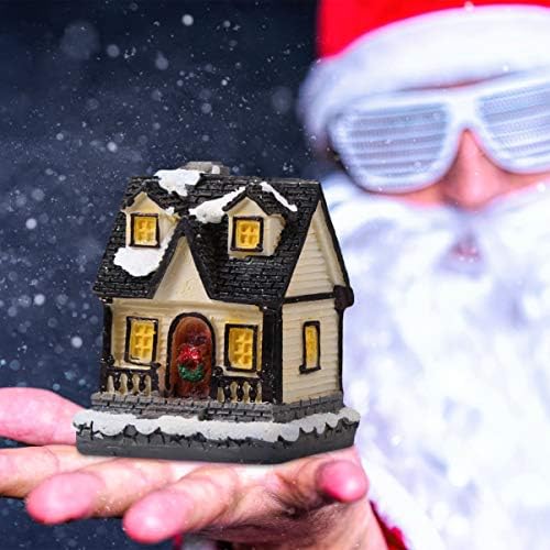 שרף חג המולד כפר בית שלג סצנת בית מואר בניין, חג המולד צלמיות אביזרי עבור כפר אוסף נוף שולחן חג קישוטים