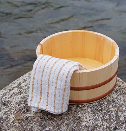 ימקו עץ טבעי נוצר דלי אמבטיה יפני סוג עליון דק 83827