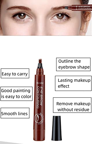 עיפרון גבות-גבות מיקרובליידינג עט - איפור עיניים גבות עט מיקרו 4 נקודת גבות עט מעלית לאורך זמן