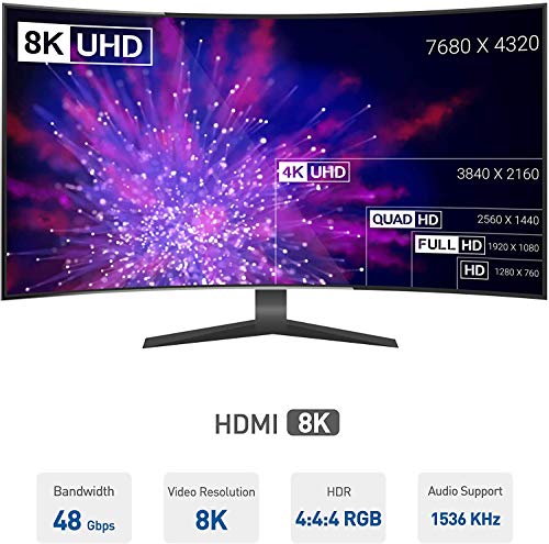 Gear Omni 8K HDMI 2.1 כבל 48 ג'יגה -סיביות 10ft 10ft אולטרה מהיר HDMI כבל HDMI, 4K 120Hz 8K 60Hz 144Hz EARC