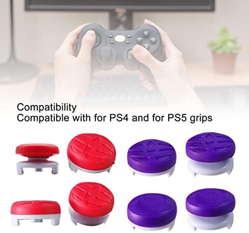 Kosdfoge 4 pcs כובע אחיזה אגודל צבע טהור צבע גבוה וקצר כיסוי ג'ויסטיק נוח תואם ל- PS4 תואם ל- PS5