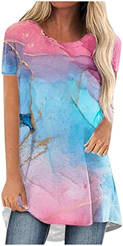 נשות קיץ חולצות חולצת טוניקה הדפסת שיש טרנדי
