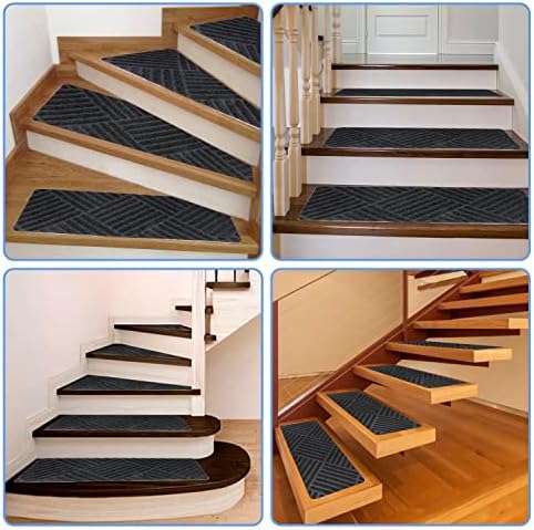 מדרגות ללא החלקה מדרכת שטיח למדרגות מעץ, שטיחי גרם מדרגות ב -15 יחידות מכסים בגיבוי עצמאי 8 ''*30 '' לתינוקות,