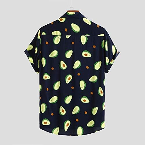 XXBR חולצות הוואי מזדמנים לגברים, כפתור שרוול קצר בקיץ, חולצת פירות מצחיקה הדפסת פירות רגועה בכושר חוף