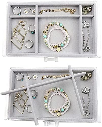 קופסת תכשיטים לאחסון תכשיטים לנשים עם 3 מגירות מארגן תכשיטים קטיפה לשרשרת צמיד צמיד עגיל ואחסון