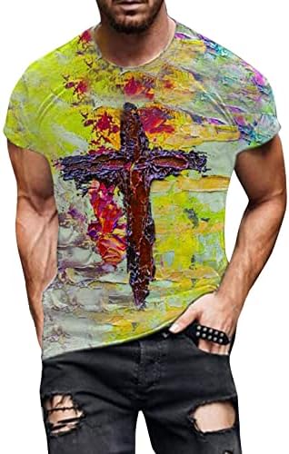 XXBR חולצות מזדמנות לגברים עניבות צבע צווארון צווארון שרוול קצר חולצות וינטג 'ציור שמן אמונה ישו צולב הדפסים