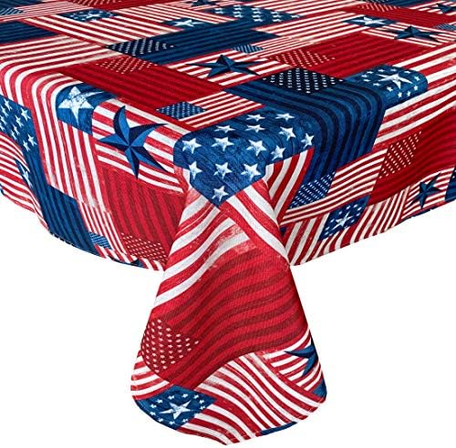 טלאי דגל אמריקאי של NewBridge מקורה/חיצוני שולחן שולחן - אדום, לבן, כחול כפרי דגל פטריוטי איכות