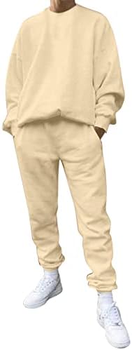חליפות מסלול של 2 חלקים לגברים שרוול ארוך סוודרים סווטשירטים ומכנסי טרנינג חליפות ריצה רופפות תלבושות ספורט