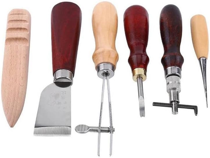 כלי מלאכה עור AWL TRENGHTER EDGER מוטות מלוטשים שטוחים סכין חותך עור סכין DIY DIY עור ערכת כלים בסיסית