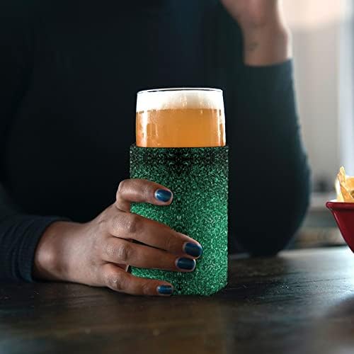 יפה אמרלד ירוק גליטר נוצץ לשימוש חוזר כוס שרוולים אייס קפה מבודד מחזיק כוס עם חמוד דפוס עבור