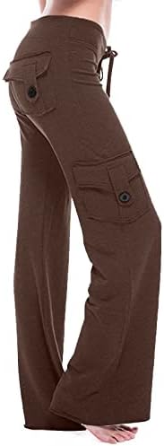נשים גבוהה מותן אתחול יוגה מכנסיים כפתורים התלקחות מכנסיים עם כיסים למתוח מכנסי טרנינג רחב רגל מכנסי קז ' ואל