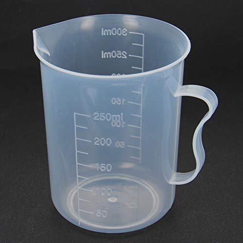 בטומשין 3 יחידות 250 עמ פלסטיק גבוהה טופס בוגר כוס עם ידית, מעבדה כוסות מדידת כוס תכליתי ערבוב כוסות