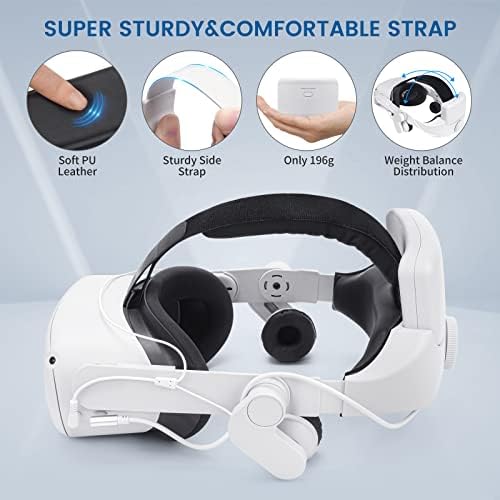רצועת ראש אוזניות עם סוללה ל- Oculus/Meta Quest 2, M3 פלוס רצועת עילית אודיו על האוזן עם חבילת סוללות