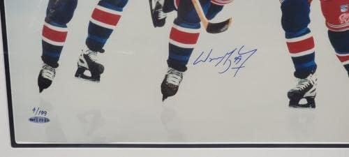 וויין גרצקי חתום יד חתומה על חתימה 16x20 צילום ניו יורק ריינג'רס ממוסגר UDA - תמונות NHL עם חתימה
