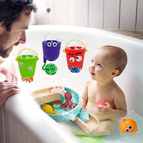 צעצועי אמבטיה של Amired for פעוט, צעצועי אמבטיה לבריכה לילדים בגיל 3+, צעצועי מים, חזיר מפותל עם 4 כוסות, צעצועי