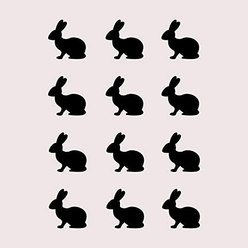 סט של 12 מדבקות אמנות קיר ויניל - ארנבות - 4 x 4 - ארנבים מהנים בית חדר שינה דירה חדר משחקים משתלת