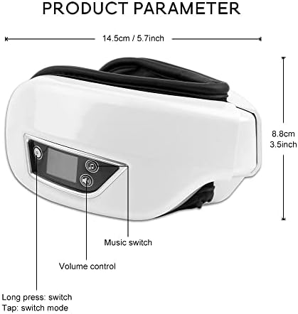 עיסוי עיניים TINMICO 6D רטט של כרית אוויר חכמה, מכשיר טיפוח עיניים קומפרס חם בלוטות ', משקפי עיסוי עיניים עייפות