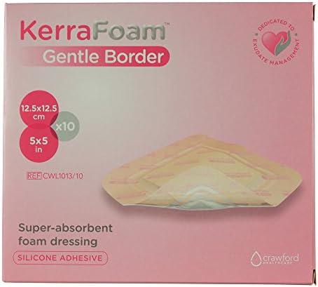 Kerrafoam 5 x 5 רוטב קצף גבול עדין לטיפול בפצעים - מסייע לריפוי פצעים על ידי ספיגה ושמירה על ניקוז