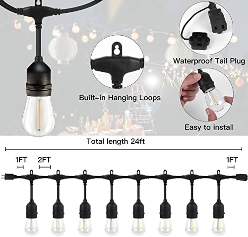 LED LED אורות מיתר חיצוניים ואורות מיתרים חיצוניים של 24 רגל LED - אורות מיתר חיצוניים של 2200 אלף אורות מיתרים