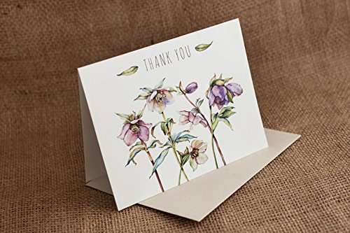 סט כרטיסי תודה-פרחי פרחים בצבעי מים-מאת פאלמר סטריט פרס