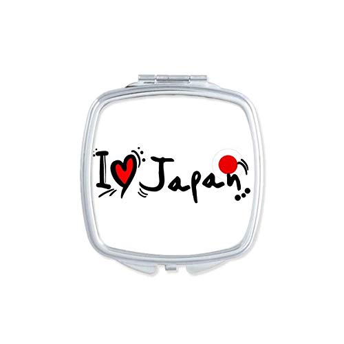 אני אוהב יפן מילת דגל לב מראה נייד קומפקטי כיס איפור דו צדדי זכוכית