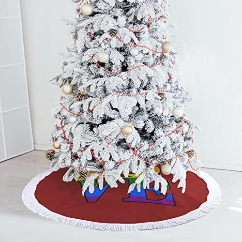 אהבה להטבים גאווה גאווה עץ חג המולד מחצלת עץ עץ עץ עץ עם גדילים למסיבת חג חג המולד קישוט 48 x48