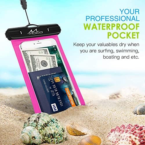 מחזיק נרתיק טלפון עמיד למים של מוקו 2 מארז, תיק יבש לטלפון סלולרי מתחת למים עם סרט שרוך תואם לאייפון