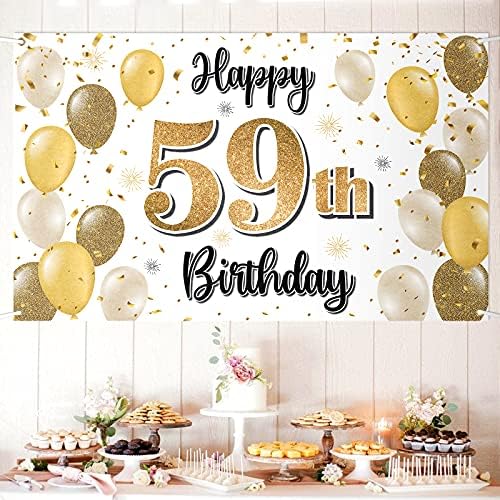 לאסקייר שמח יום הולדת 61 באנר גדול-לחיים ל-61 שנים יום הולדת בית צילום קיר רקע, קישוטים למסיבת יום הולדת