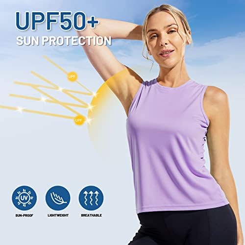 חולצות אימון ללא שרוולים ללא שרוולים של נשים UPF 50 הגנה מפני סאן ריצה טנק כושר גופי יבש כושר כושר תרגיל טניס