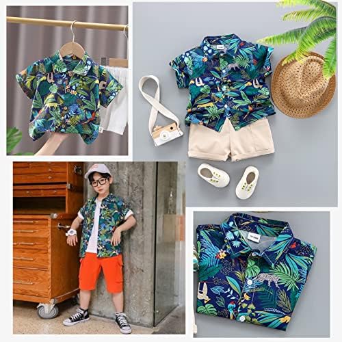 פעוט בני הוואי חולצה ילדים קצר שרוול כפתור למטה חולצות ילד קטן חוף בגדי הדפסת אלוהה שמלת חולצות 1-3 ט