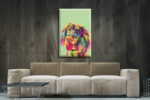 מסגרת זכוכית אקרילית אמנות קיר מודרנית כלב צבעוני - סדרת בעלי חיים מופשטים - עיצוב פנים - אמנות קיר אקרילית