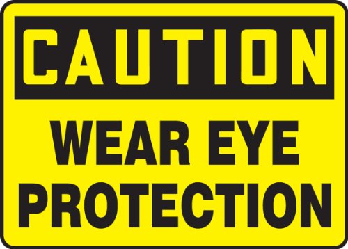 Accuform MPPE406VP שלט, זהירות הגנה על עיניים, 7 אורך x 10 רוחב x 0.055 עובי, פלסטיק, 7 x 10 , שחור על צהוב