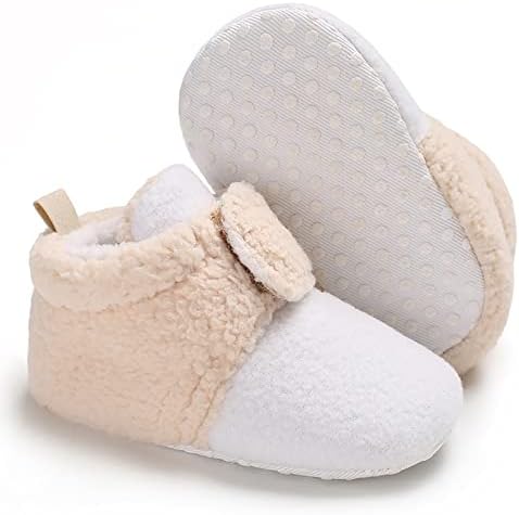 מגפי פליס לתינוקות נעלי נעלי בית חמות של תינוקות פעוטות פעוט מגפי חורף עם נעלי כדורגל מקורות לא תלויות לבנות
